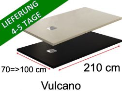 210 cm - Duschwannen, Mineralharz, rutschfest - VULCANO  Anthrazit oder Beige