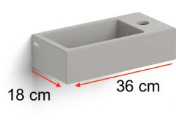 Waschtisch, 18 x 36 cm, grau matt, Armatur rechts - FLUSH 3 RIGHT