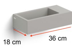 Handwaschbecken, 18 x 36 cm, grau matt, Ablage rechts - FLUSH 3 RIGHT