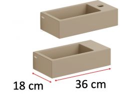 Waschtisch, 18 x 36 cm, Keramik matt, Armatur rechts - FLUSH 3 RIGHT COLOR