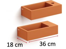 Waschtisch, 18 x 36 cm, Keramik matt, Armatur rechts - FLUSH 3 RIGHT COLOR