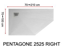Fünfeckige Duschwanne, rechtwinklige Evakuierung - PENTAGONE 2525 RIGHT