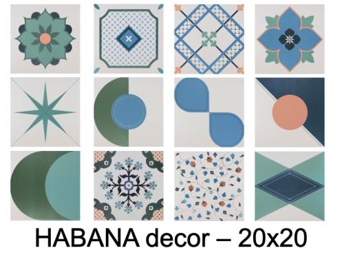 HABANA DECOR 20x20 cm - Boden- und Wandfliesen im Zementfliesen-Stil