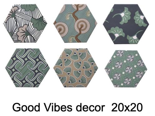 GOOD VIBES DECOR 14 x 16 cm - Sechseckige Boden- und Wandfliesen