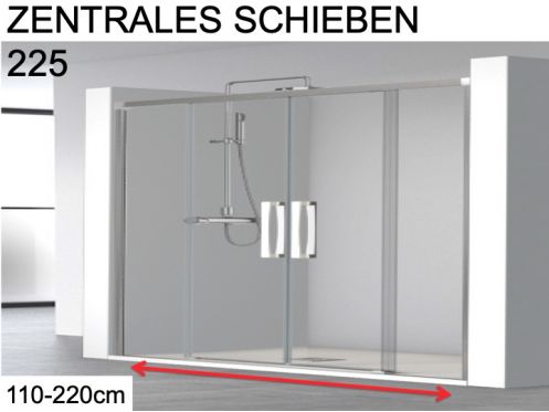 Duschtr, zwei zentrale Schiebetre, 140 cm - HIT 225