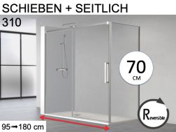 Schiebeduschtür, mit festem Rücklauf 70 cm - HIT 310
