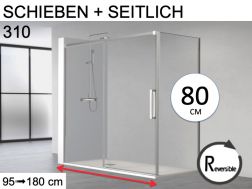 Schiebeduschtür, mit festem Rücklauf 80 cm - HIT 310