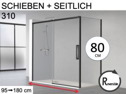 Schiebeduschtür, mit festem Rücklauf 80 cm - HIT 310 BLACK