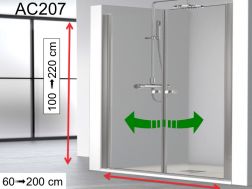Doppelte Duschtür mit Scharnier, 90 cm - AC 207