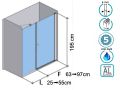 Klappbare Duschtr mit festem Glas an der Vorderseite, 25 cm  - AC 205