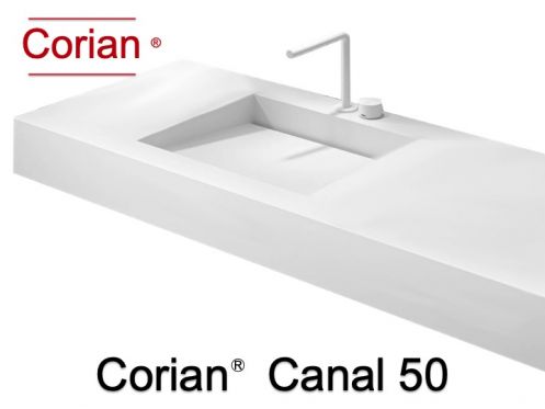 Waschtischplatte, Kanal 50 x 100 cm, aus Corian - CANAL 50