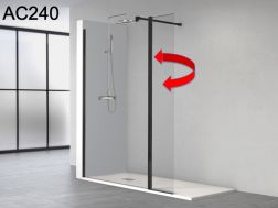 Feste Duschwand mit schwenkbarem Paneel - AC240 BLACK