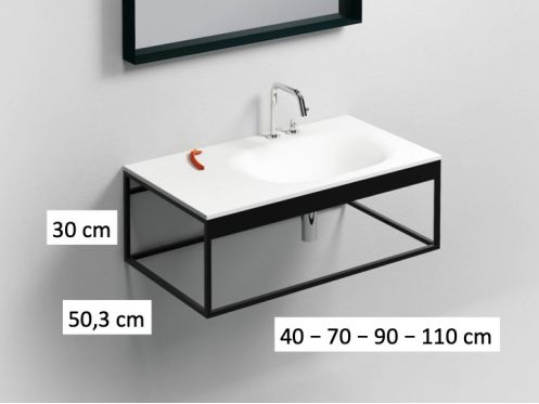 Schwarze Struktur, hngend, fr Waschbecken, Tiefe 50 cm - FRAME