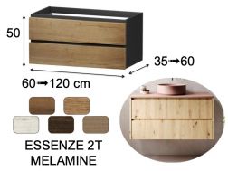 Möbel, Becken, aufgehängt, zwei Schubladen, Höhe 50 cm - ESSENZE 2T MELAMINE