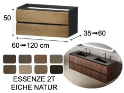 Möbel, Becken, aufgehängt, zwei Schubladen, Höhe 50 cm - ESSENZE 2T WOOD