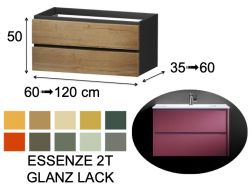 Möbel, Becken, aufgehängt, zwei Schubladen, Höhe 50 cm - ESSENZE 2T GLANZLACK