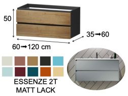 Möbel, Becken, aufgehängt, zwei Schubladen, Höhe 50 cm - ESSENZE 2T MATTLACK