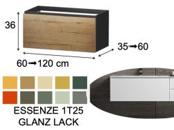 Waschtischunterschrank, unter Waschbecken, wandhängend, eine Schublade, Höhe 25 cm - ESSENZE 1T25 GLANZLACK