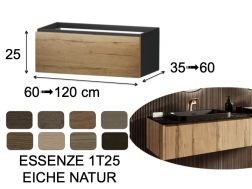 Waschtischunterschrank, unter Waschbecken, wandhängend, eine Schublade, Höhe 25 cm - ESSENZE 1T25 WOOD