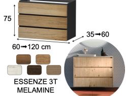 Waschtischunterschrank, unter Waschbecken, wandhängend, drei Schubladen - ESSENZE 3T MELAMIN