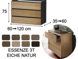 Waschtischunterschrank, unter Waschbecken, wandhängend, drei Schubladen - ESSENZE 3T WOOD