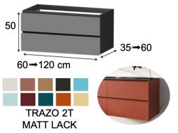 Möbel, Becken, aufgehängt, zwei Schubladen, Höhe 54 cm - TRAZO BASIC 2T MATTLACK