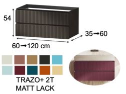 Möbel, Becken, aufgehängt, zwei Schubladen, Höhe 54 cm - TRAZO PLUS 2T MATTLACK