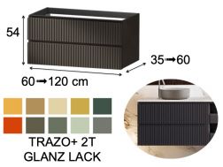 Möbel, Becken, aufgehängt, zwei Schubladen, Höhe 54 cm - TRAZO PLUS 2T GLANZ LACK