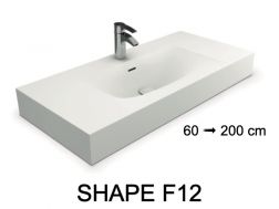 Waschtischplatte, wandhängend oder freistehend, aus Mineralharz - SHAPE F12