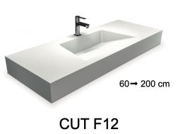 Waschtischplatte, wandhängend oder freistehend, aus Mineralharz - CUT F12