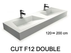Waschtischplatte, wandhängend oder freistehend, aus Mineralharz - CUT F12 DOUBLE