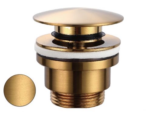 Push-Up Ablaufventil mit Überlauf Gold gebürstet