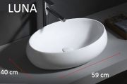 Waschbecken, 59x40 cm, aus weißer Keramik - Luna
