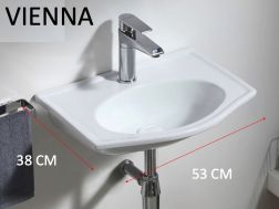 Waschbecken, 53x40 cm, aus weißer Keramik - Vienna