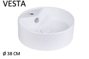 Waschbecken Ø 38 cm, weiße Keramik - VESTA