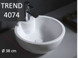Waschbecken Ø 40 cm, weiße Keramik - TREND 4074
