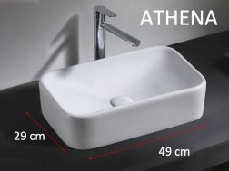 Waschbecken, 48x29 cm, aus weißer Keramik - ATHENA