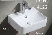 Waschbecken, 44x36 cm, aus weißer Keramik - TREND 4122