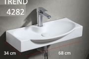 Waschbecken, 68x34 cm, aus weißer Keramik - TREND 4282