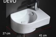 Rundes Handwaschbecken, 41x27 cm, Wasserhahn rechts - DEVO