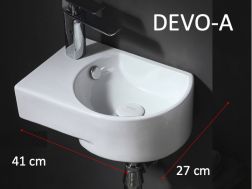 Rundes Handwaschbecken, 41 x 27 cm, Wasserhahn links - DEVO-A