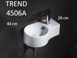 Rundes Handwaschbecken, 44x28 cm, Wasserhahn rechts - TREND 4506