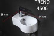 Rundes Handwaschbecken, 44x28 cm, Hahn links - TREND 4506