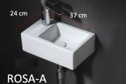 Rechteckiges Handwaschbecken, 37x24 cm, Hahn links - ROSA