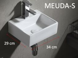 Rechteckiges Handwaschbecken, 34 x 29 cm, aus weißer Keramik - MEDUSA S