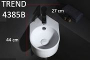 Rundes Eckhandwaschbecken, 42x27 cm, weiße Keramik - TREND 4385D