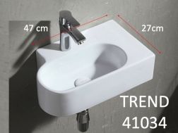 Ovales Handwaschbecken, 47x27 cm, weiße Keramik - Trend 41037