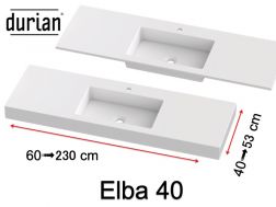 Waschtischplatte, Mineralwerkstoff Durian® - ELBA 40