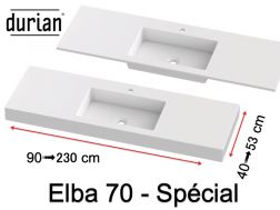 Waschtischplatte, Mineralwerkstoff Durian® - ELBA 70