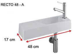 Waschbecken, 17 x 48 cm, Wasserhahn rechts - RECTO 48 A